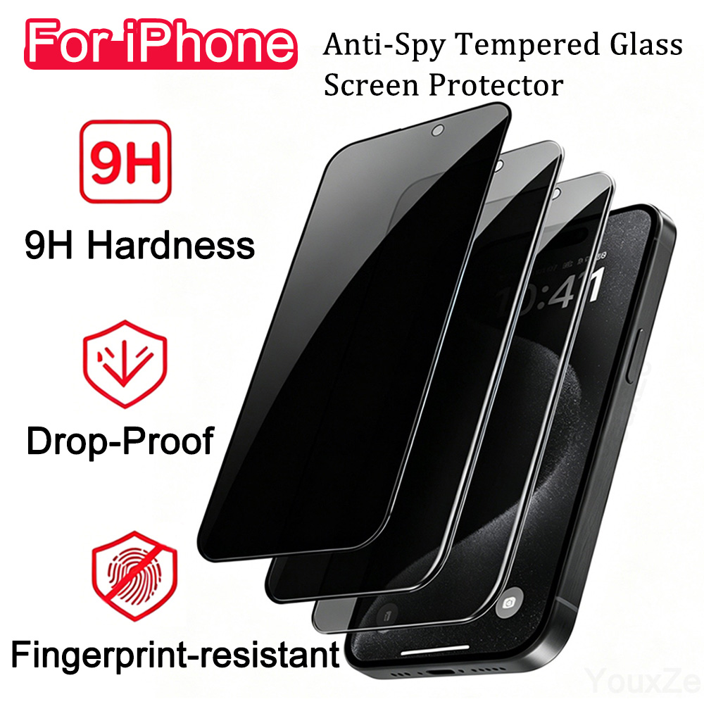 Anti Spy Privacy Glass Case - 3枚入り アンチスパイ プライバシー 強化ガラス iPhone 18