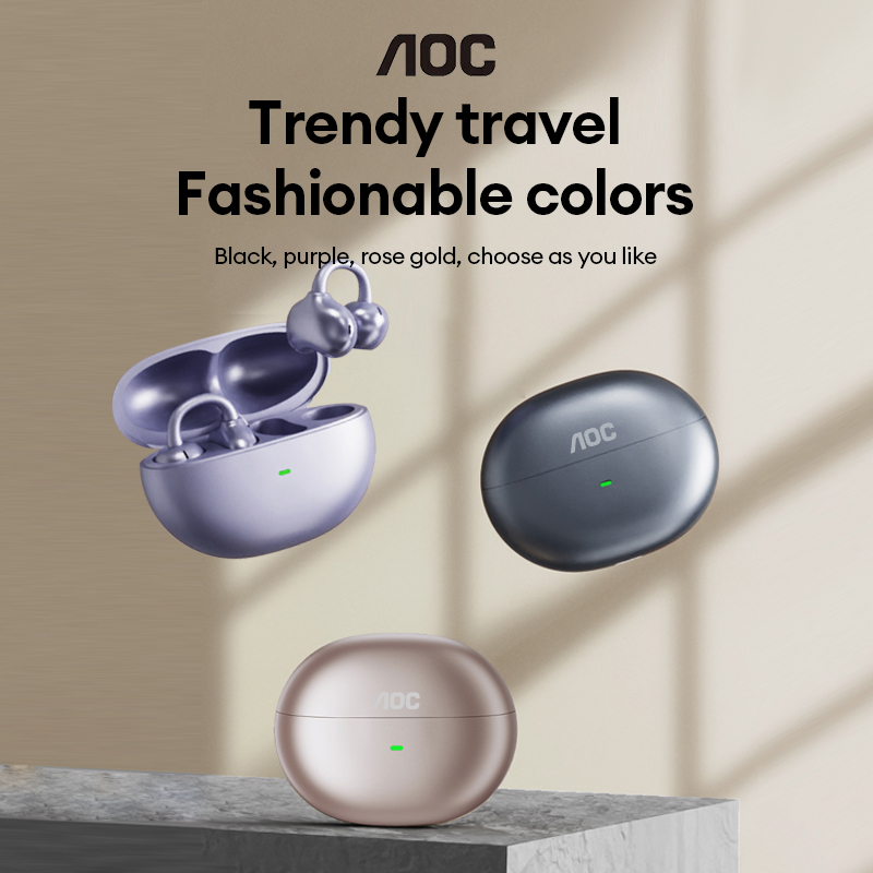 Earphones - AOC ACD2544 ワイヤレスBluetoothイヤークリップイヤホン オープンイヤーヘッドホン サラウンドステレオサウンド 低遅延