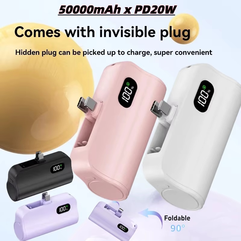 Power Banks - ミニカプセル 50000mAh 大容量モバイルバッテリー ポータブル ワイヤレス急速充電 外付けバッテリー