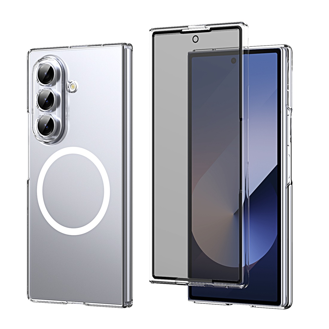 Anti Spy Privacy Glass Case - プライバシー保護強化ガラススクリーンプロテクター、MagSafe対応透明耐衝撃ケース、Samsung Galaxy Z Fold 7用