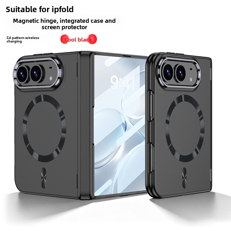 Screen Protectors - MagSafe対応、ワイヤレス充電可能な折りたたみ式スマートフォンケース。iPhone用、デュアルスクリーン保護フィルム、ヒンジ保護カバー付き。