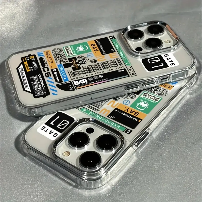 Clear Shockproof Bumper Case - 車のステッカーラベル付きクリアスマホケース iPhone 17 16 15 14