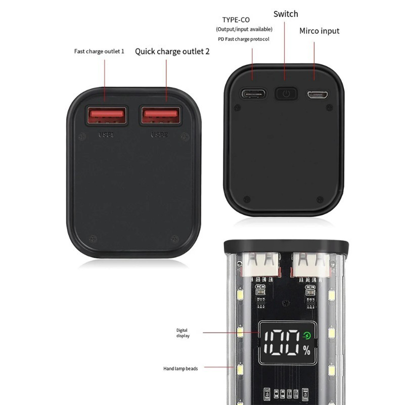 USB Type Cポート設計 8X18650 パワーバンク - Power Banks のレビューと価格