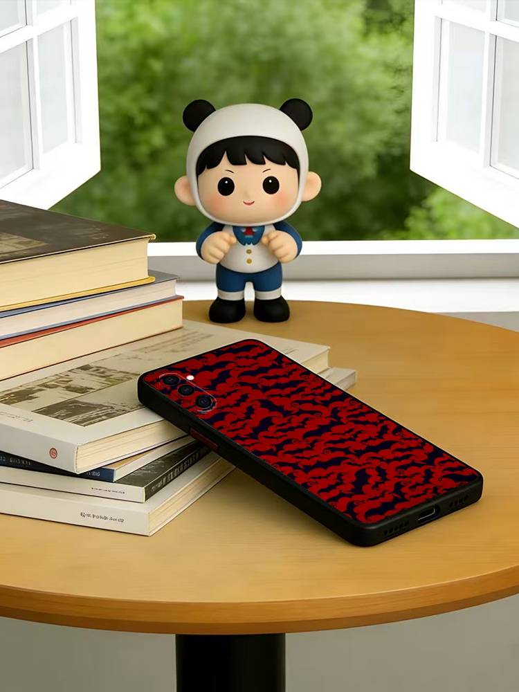 ヴィンテージレッドバットスカルトレンディパターン電話ケースサ - Vintage Floral Pattern Soft Case のレビューと価格