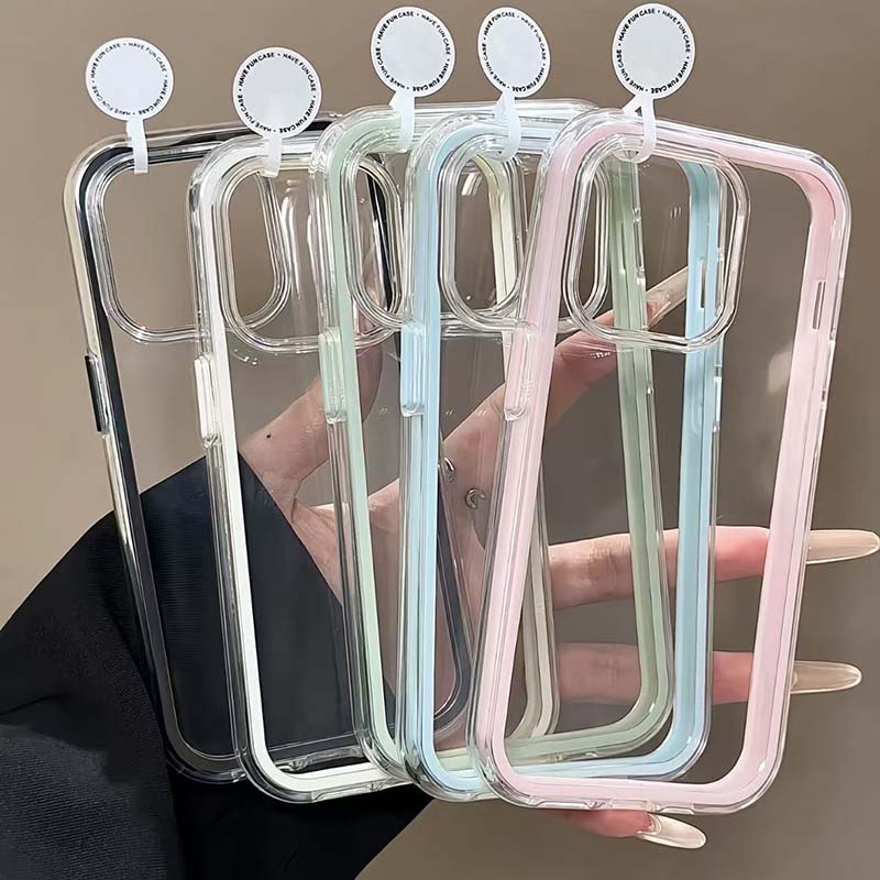 ラグジュアリーキャンディカラーフレームクリアバックフォンケー - Clear Shockproof Bumper Case のレビューと価格