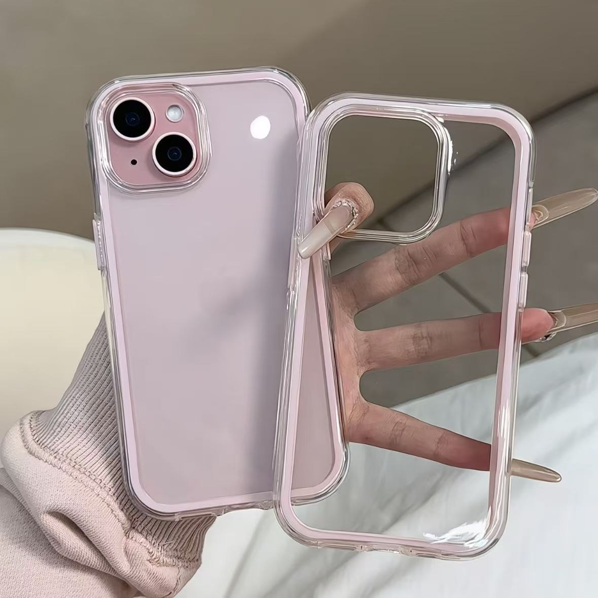 ラグジュアリーキャンディカラーフレームクリアバックフォンケー - Clear Shockproof Bumper Case のレビューと価格