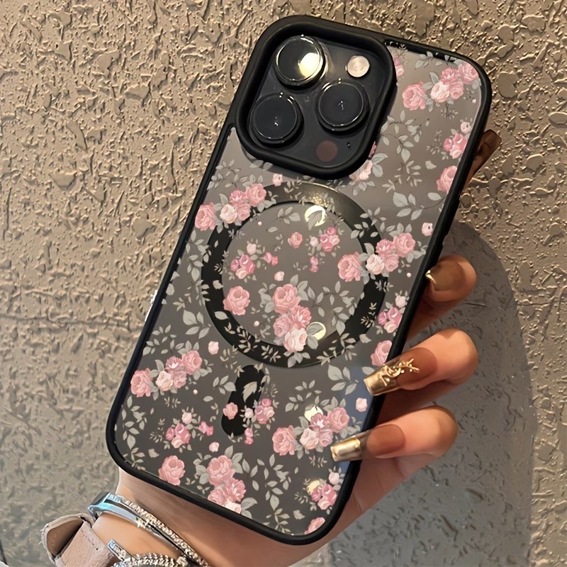 ピンクの小さなバラ柄クリアマグネット式iPhoneケース i - Clear Shockproof Bumper Case のレビューと価格