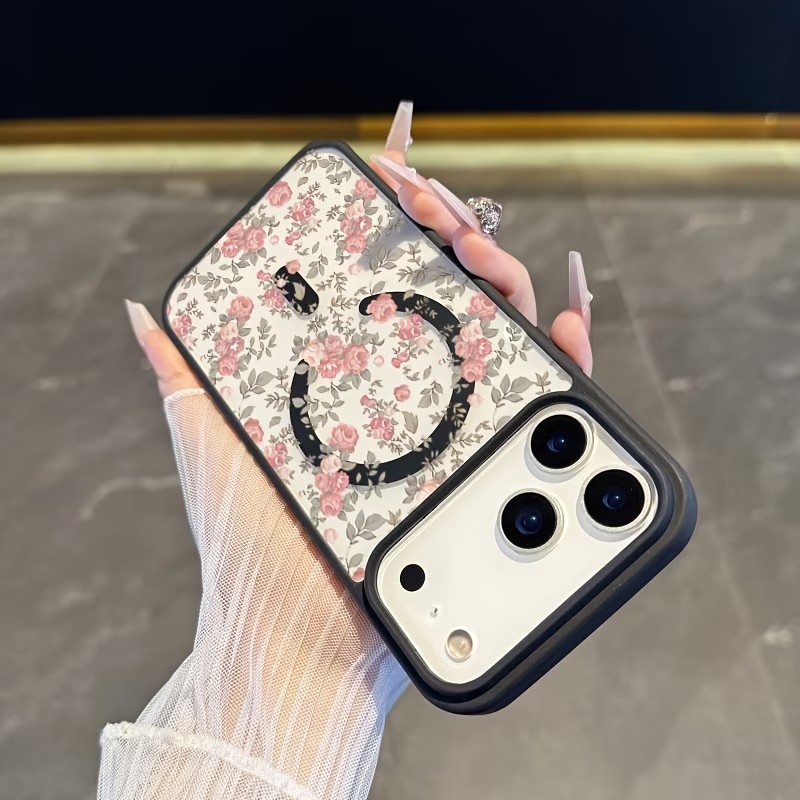 ピンクの小さなバラ柄クリアマグネット式iPhoneケース i - Clear Shockproof Bumper Case のレビューと価格