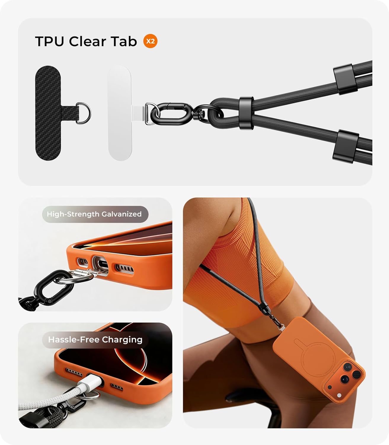 スマホ用クロスボディストラップ、TPU製スマホタブ2個付き、 - Crossbody Lanyard Neck Strap Case のレビューと価格