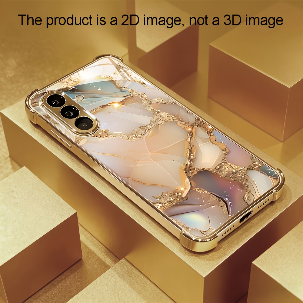 金箔模様の大理石風四隅耐衝撃ガラス製スマホケース Galax - Phone Cases のレビューと価格