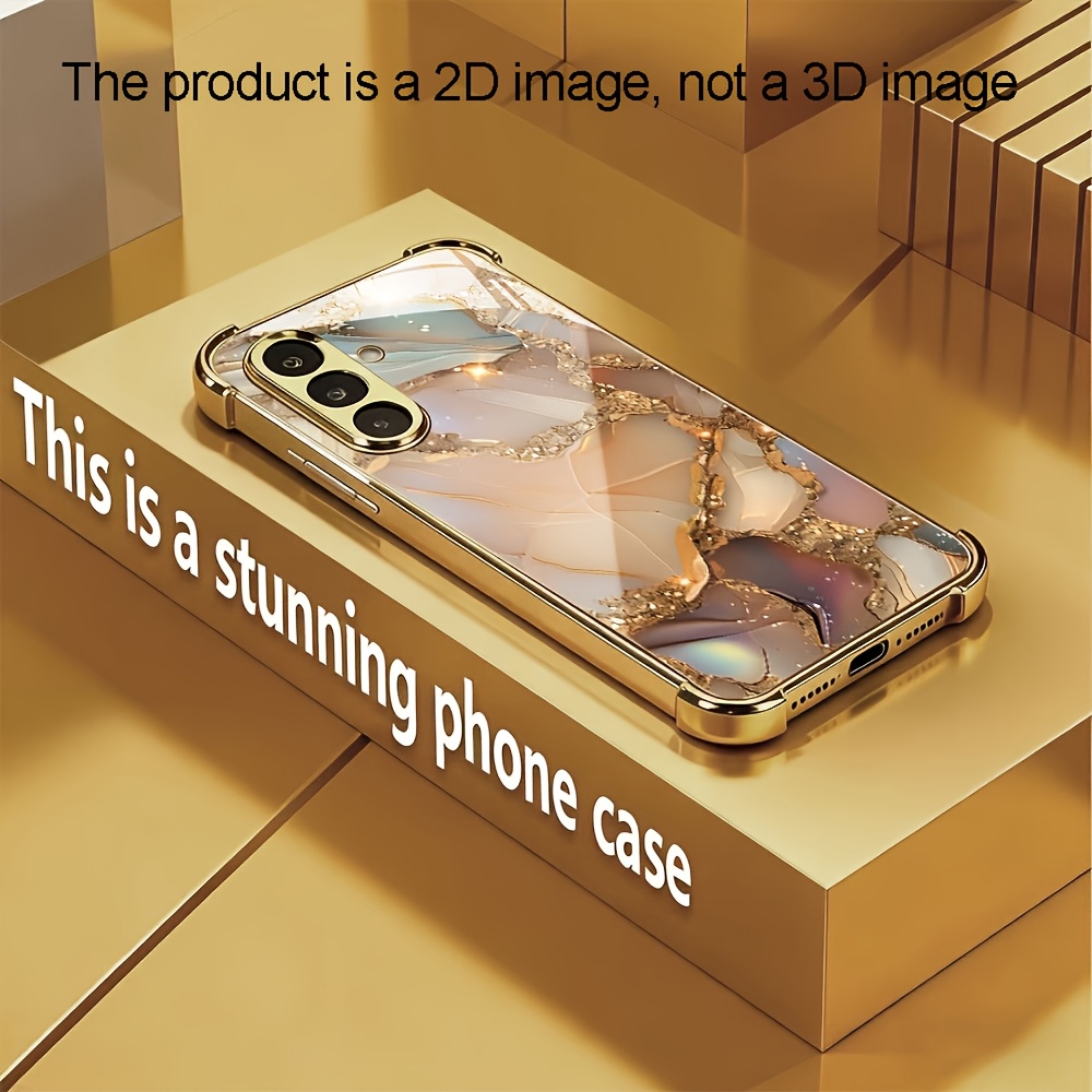 金箔模様の大理石風四隅耐衝撃ガラス製スマホケース Galax - Phone Cases のレビューと価格