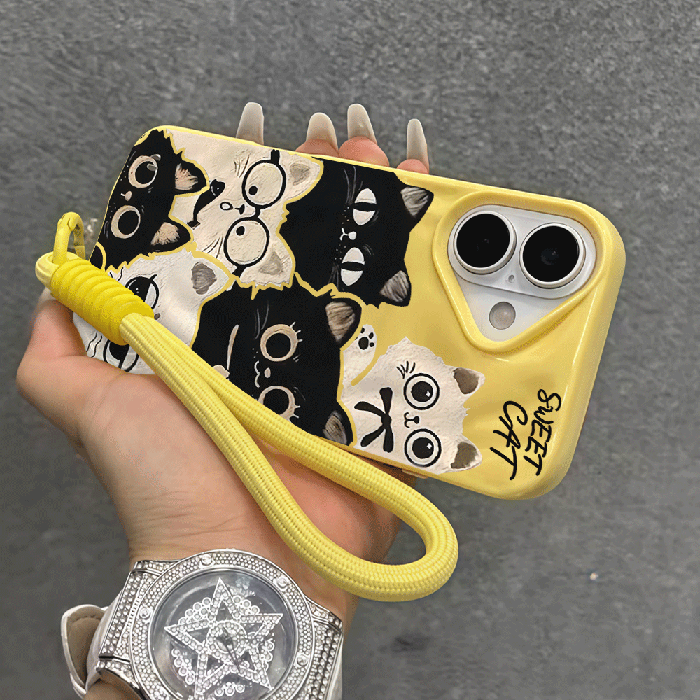 iPhone 16 15 17 12 14 13 11 Pr - Cute Cartoon Wrist Strap Silicone Case のレビューと価格